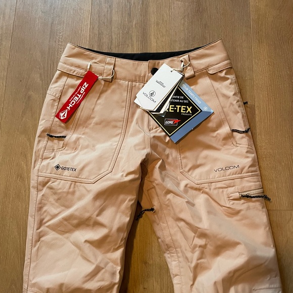 Volcom Knox insulated gore Tex snowboarding snow pants women’s tan size XS - Picture 2 of 4